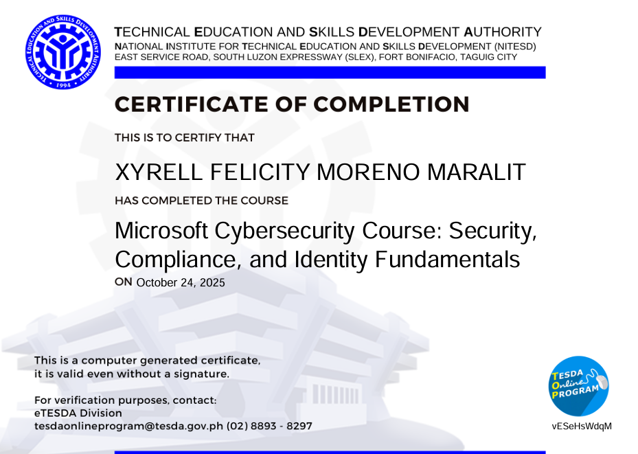 Microsoft Cybersecurity Certificate